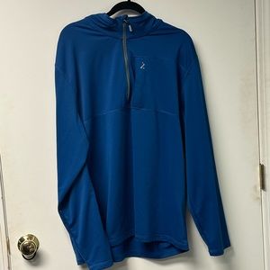 Men’s XXL blue Izod 1/4 zip pullover with front zippered pocket, athletic